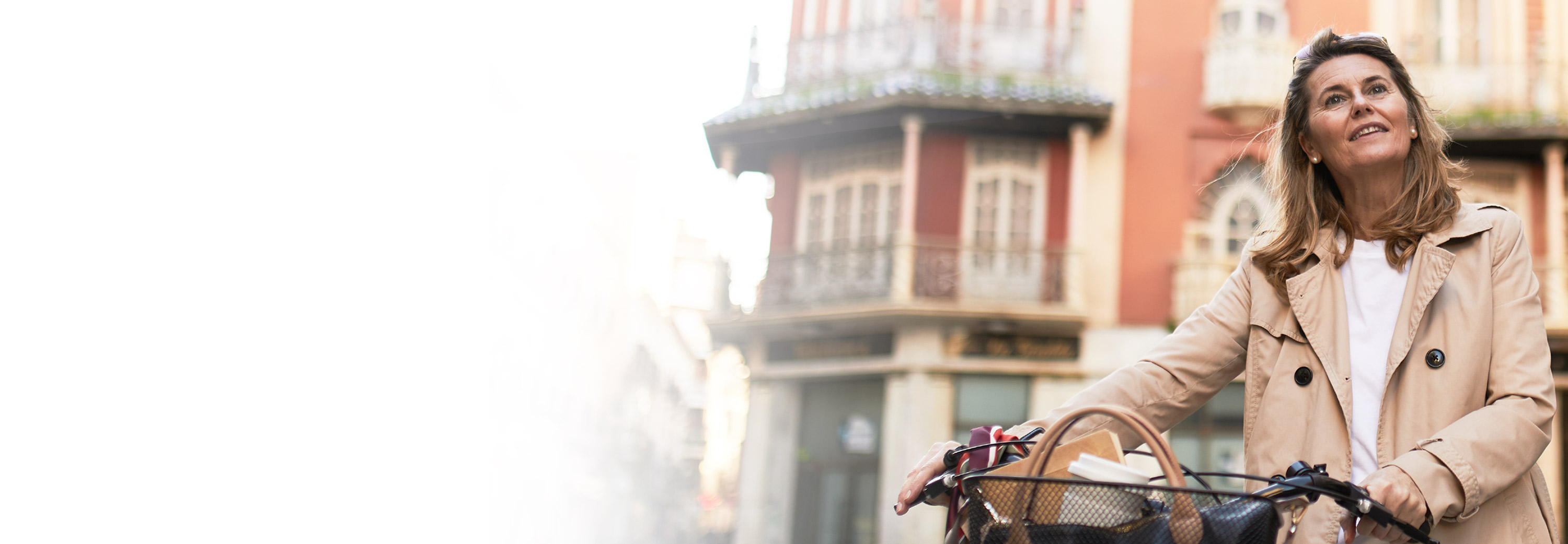 middle aged woman with bicycle