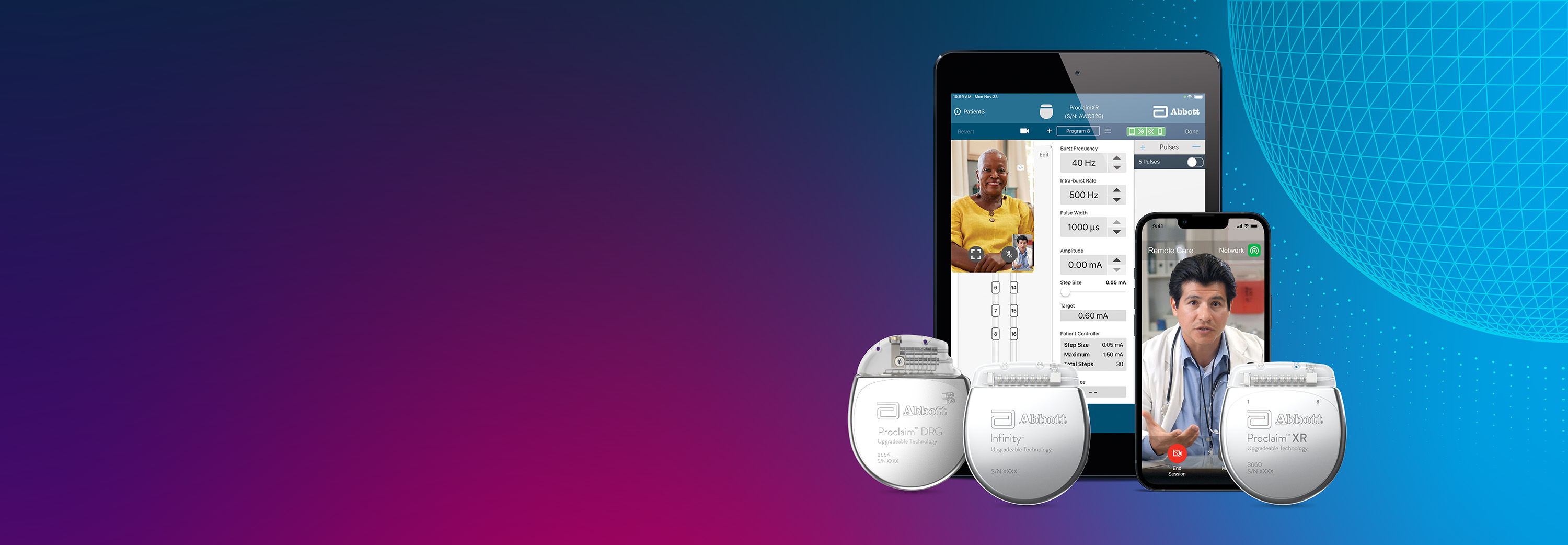 gradient background with product & devices