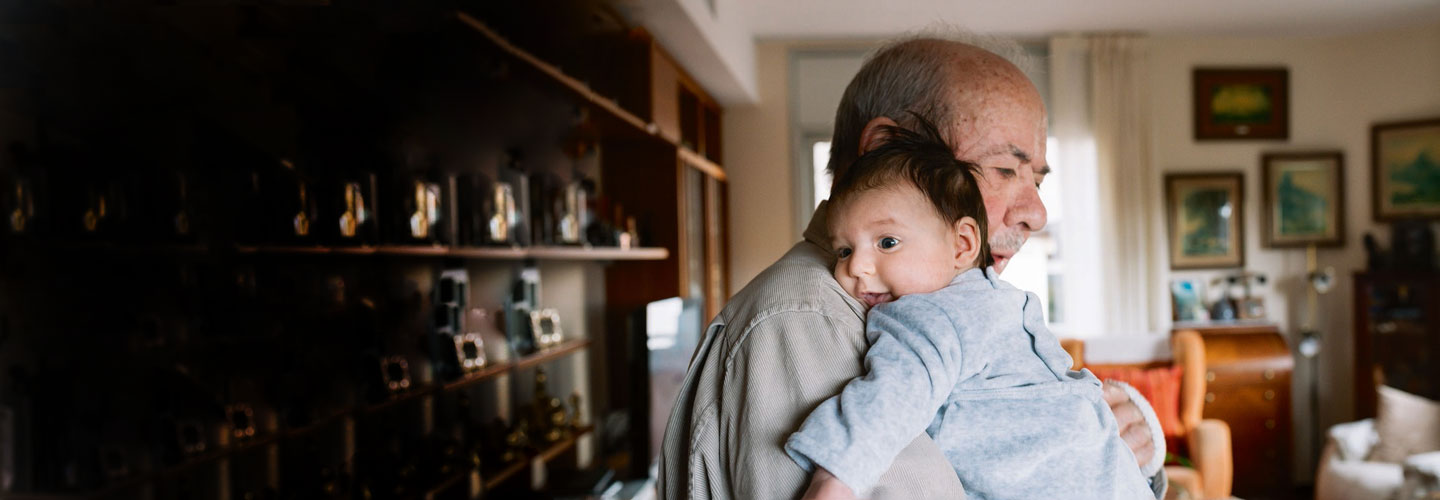man holding child