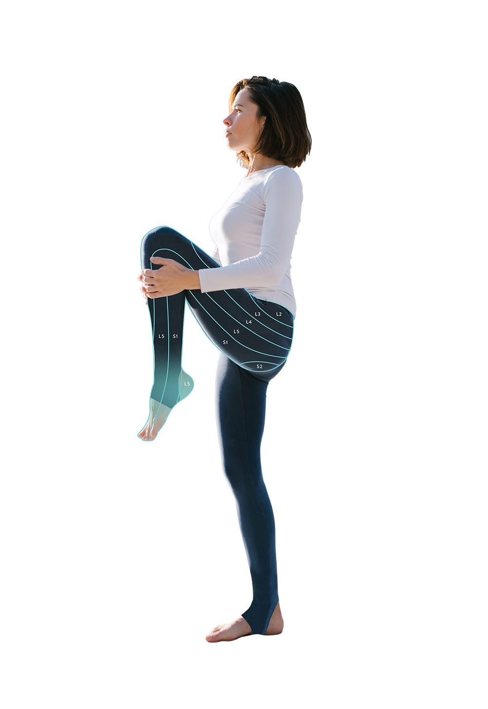 Woman with dermatome mapping graphic