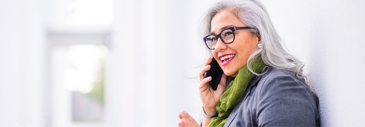 older woman on mobile phone